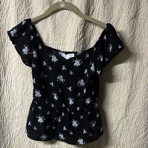 Abound Black Floral Blouse